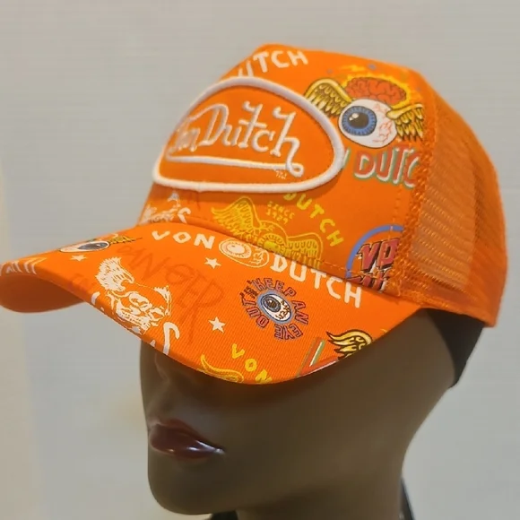 Von Dutch Orange Graphic Cap - Picture 6 of 8